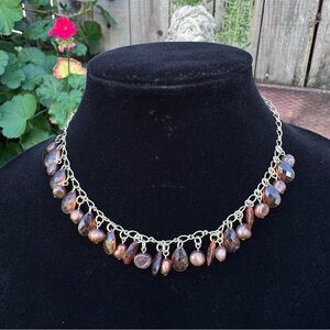 Cookie Lee Brown Gold Dangle Beaded Adjustable Elegant Boho Fashion Necklace